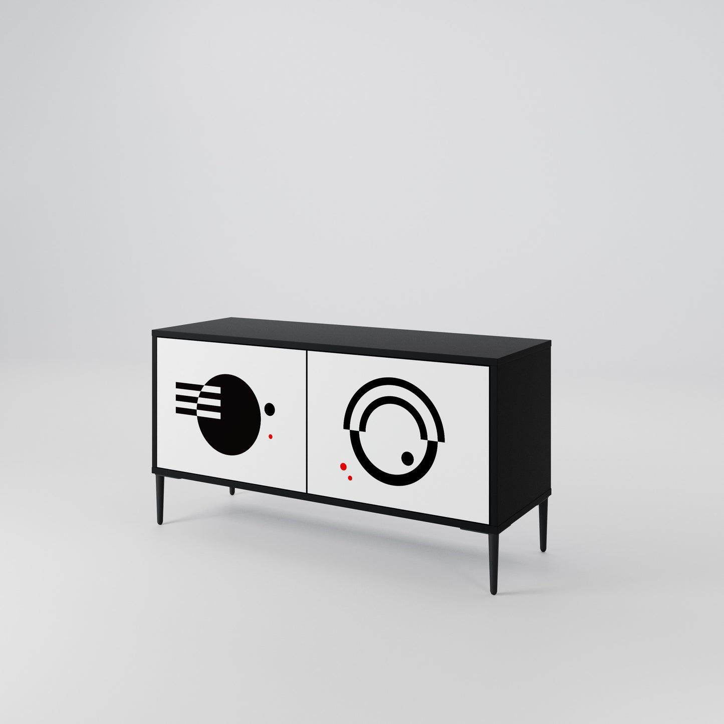 BLACK AND WHITE COMBINATION Kompakt TV-bänk med 2 dörrar