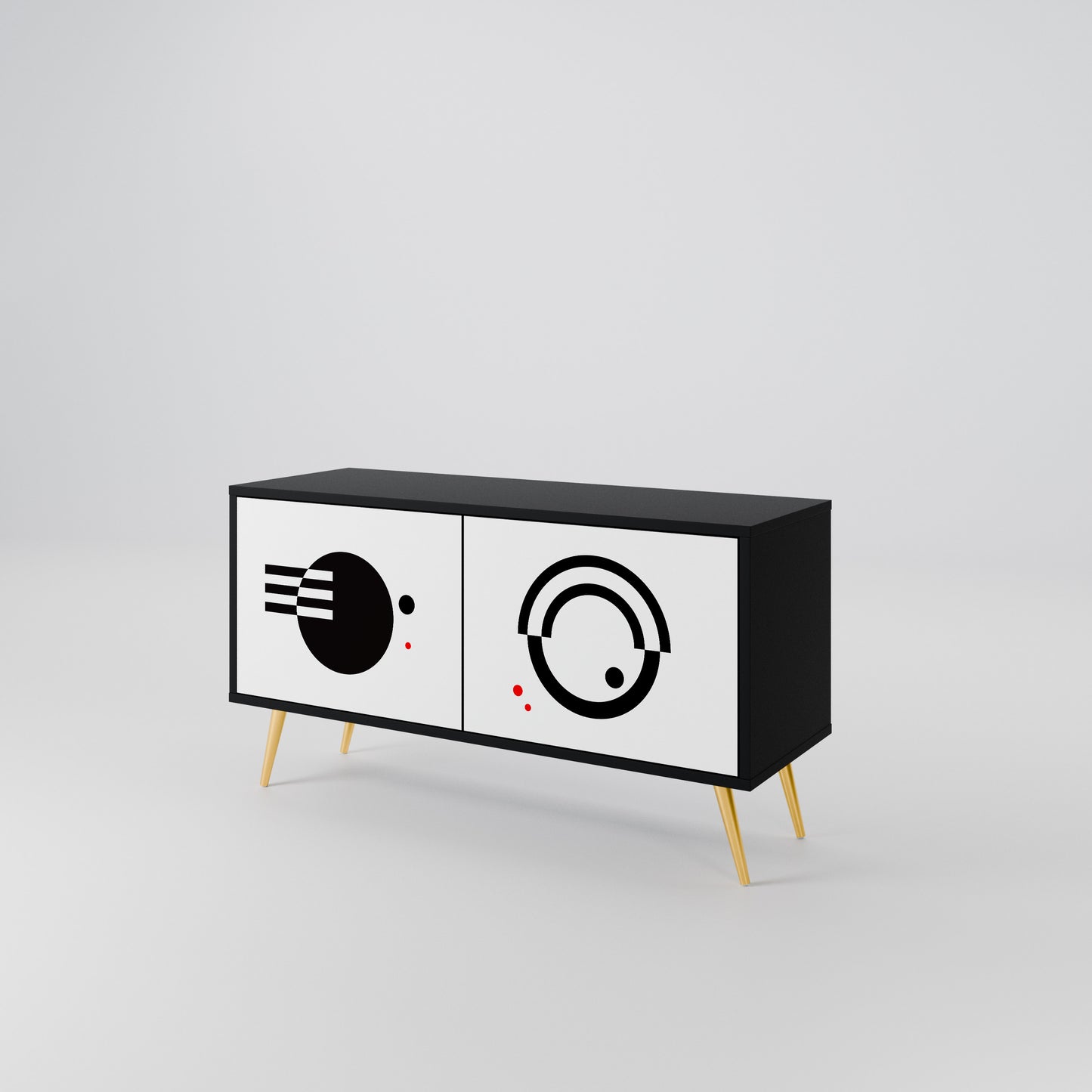 BLACK AND WHITE COMBINATION Kompakt TV-bänk med 2 dörrar