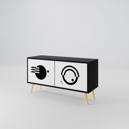 BLACK AND WHITE COMBINATION Kompakt TV-bänk med 2 dörrar