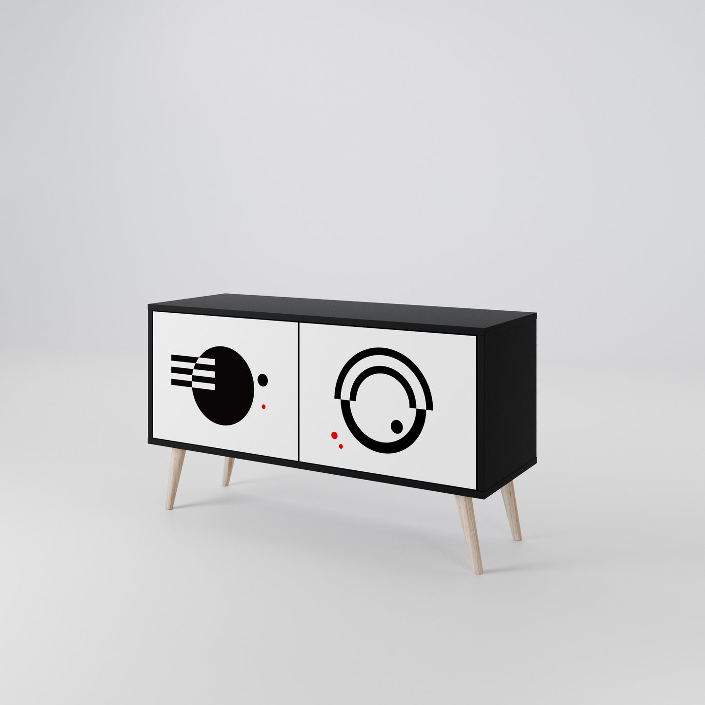 BLACK AND WHITE COMBINATION Kompakt TV-bänk med 2 dörrar