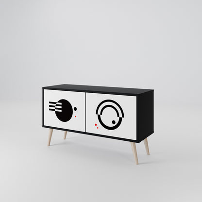 BLACK AND WHITE COMBINATION Kompakt TV-bänk med 2 dörrar