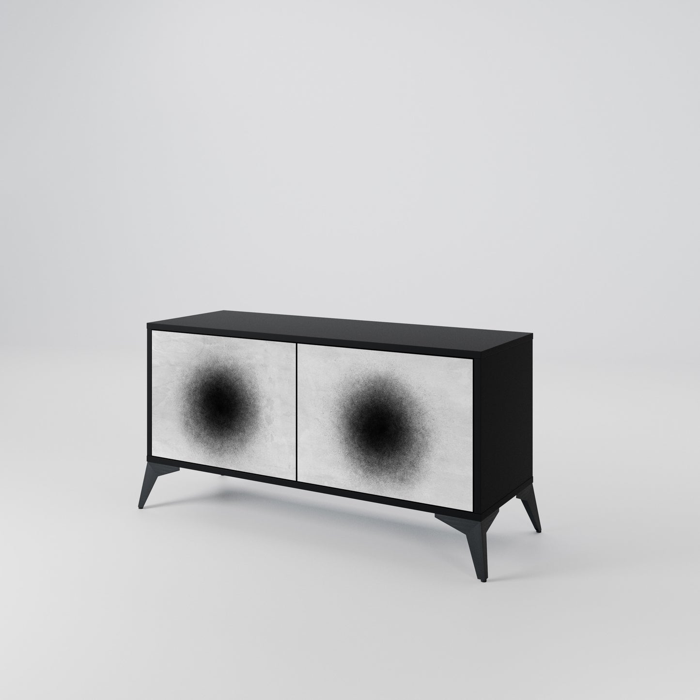 BLACK HOLE Kompakt TV-bänk med 2 dörrar