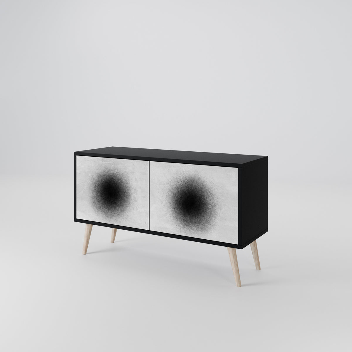 BLACK HOLE Kompakt TV-bänk med 2 dörrar