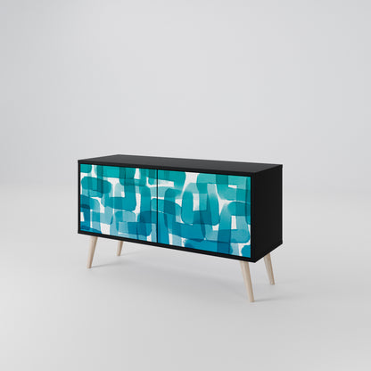 TURQUOISE RECTANGLES Kompakt TV-bänk med 2 dörrar