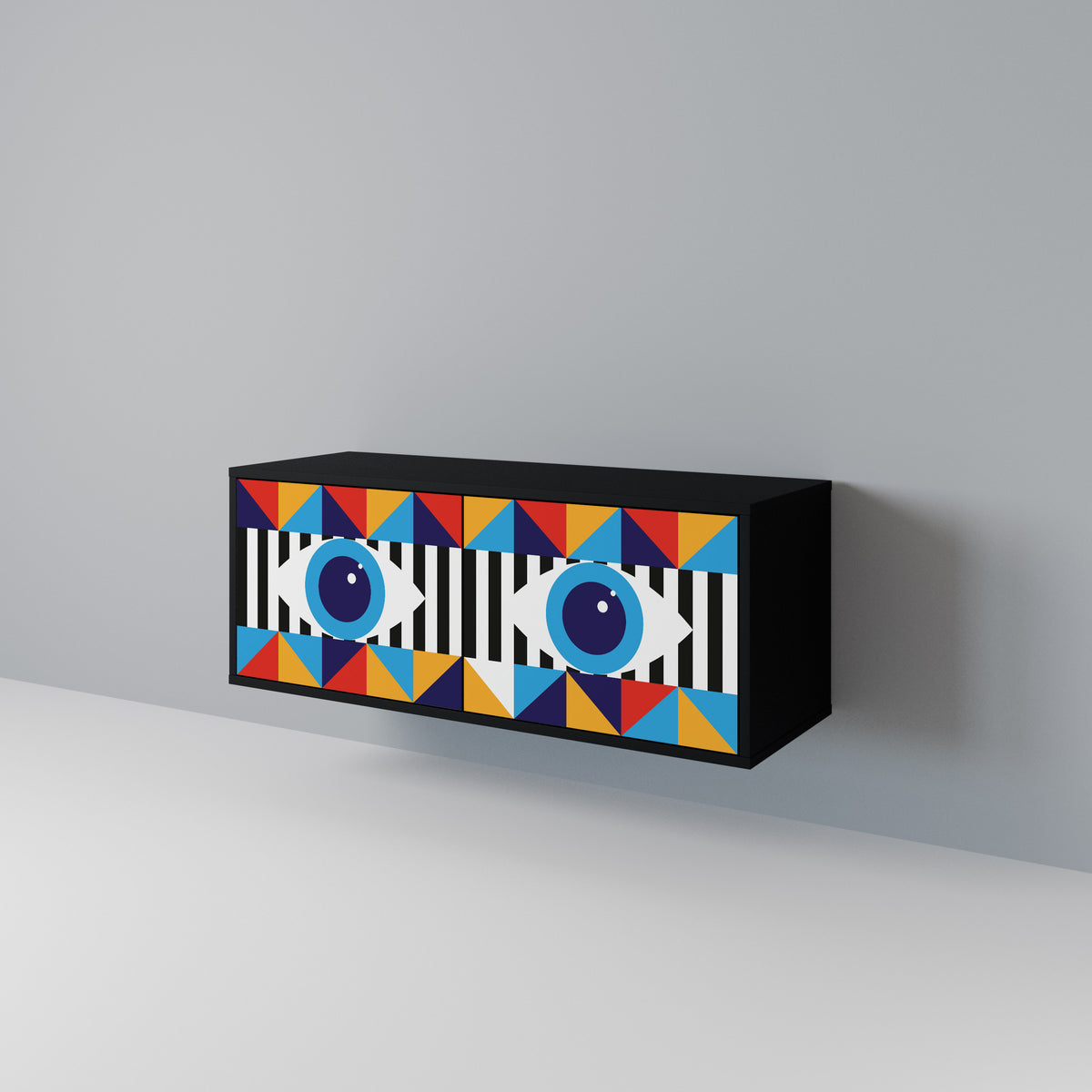 ABSTRACTION AND GEOMETRY Kompakt TV-bänk med 2 dörrar
