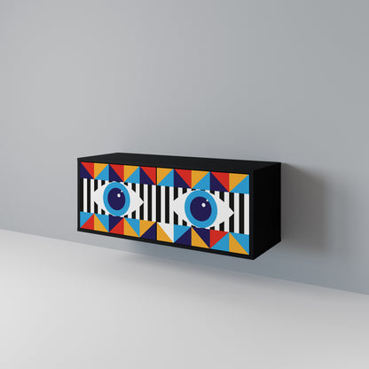 ABSTRACTION AND GEOMETRY Kompakt TV-bänk med 2 dörrar