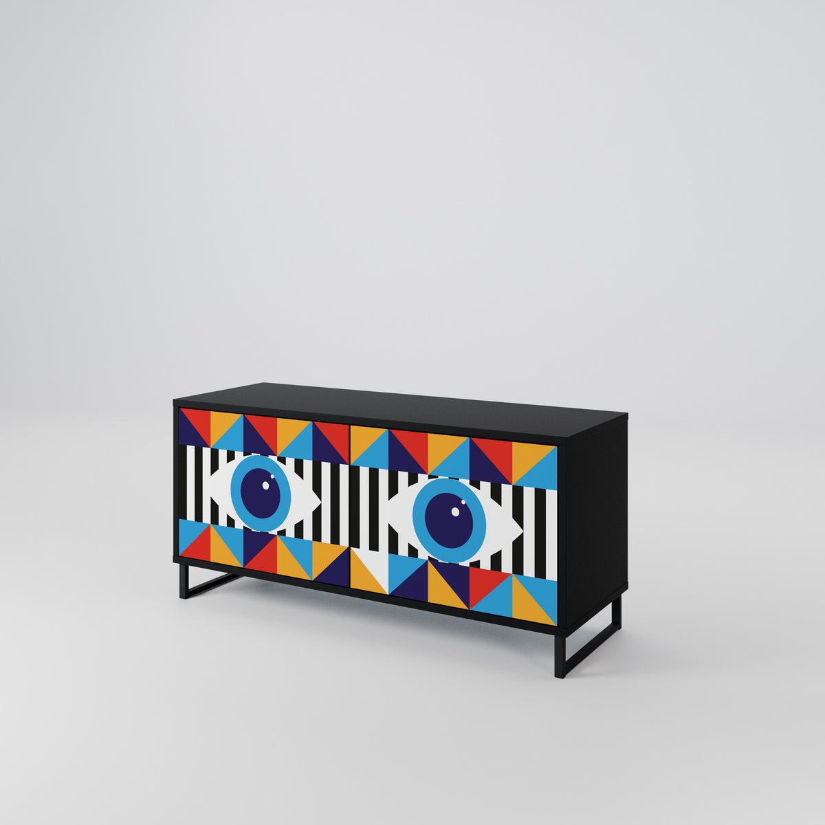 ABSTRACTION AND GEOMETRY Kompakt TV-bänk med 2 dörrar