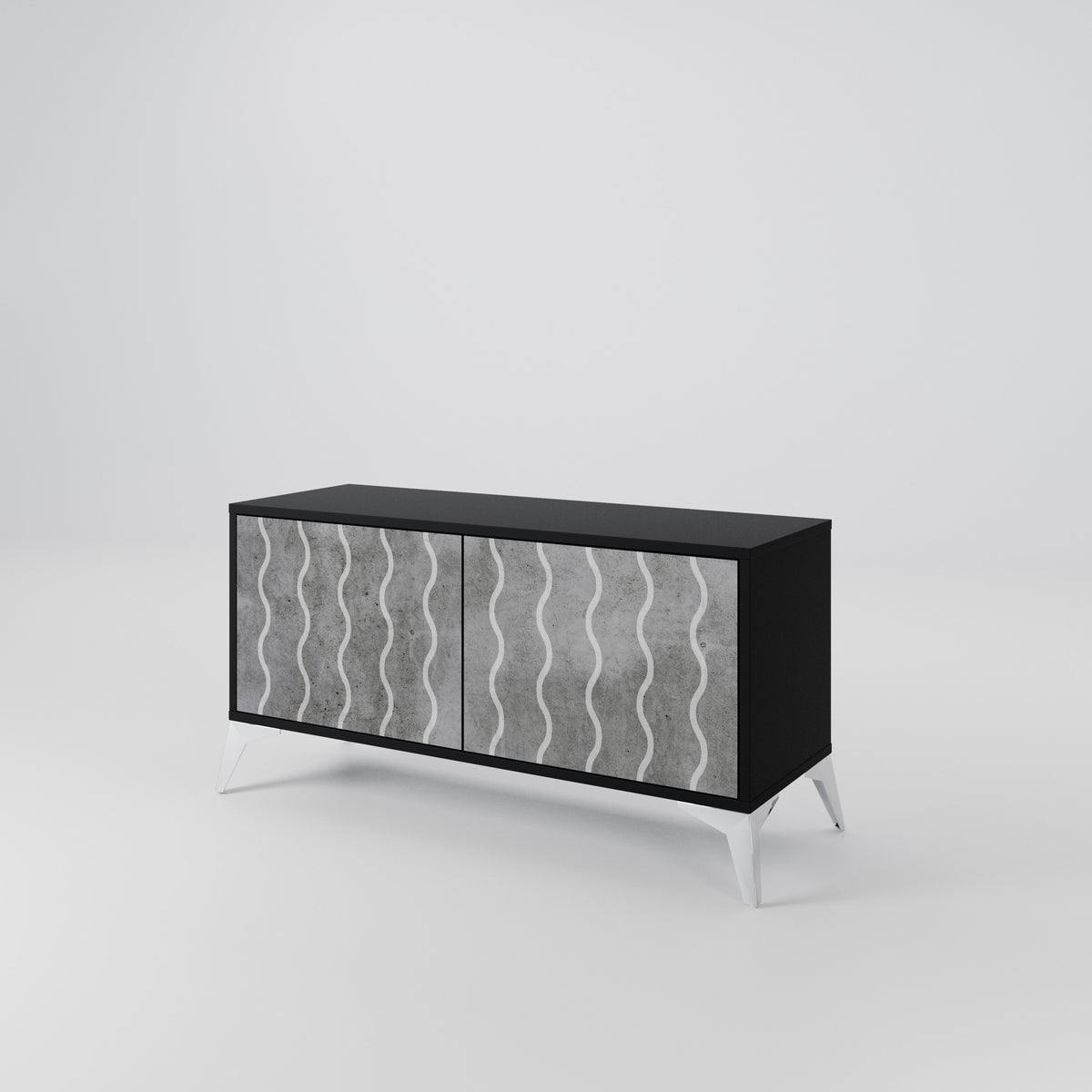 WAVES OF CONCRETE Kompakt TV-bänk med 2 dörrar
