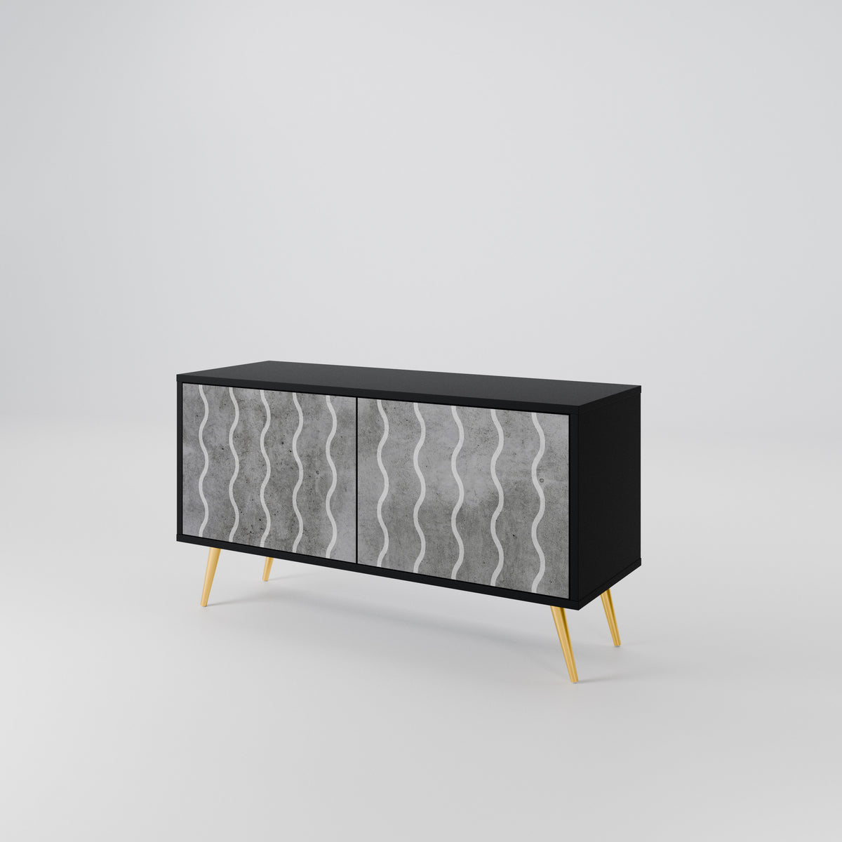 WAVES OF CONCRETE Kompakt TV-bänk med 2 dörrar