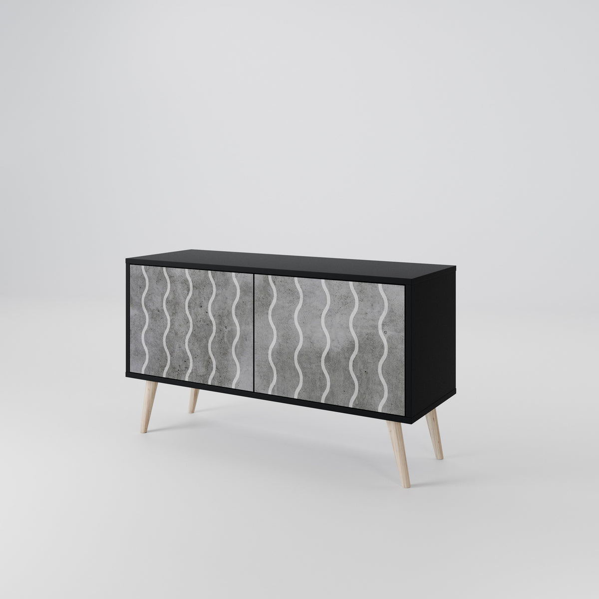 WAVES OF CONCRETE Kompakt TV-bänk med 2 dörrar
