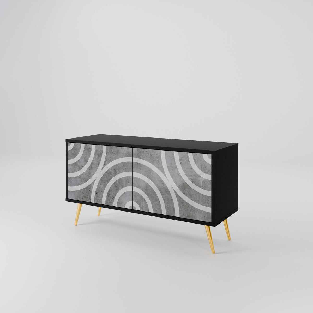 CIRCLE CONCRETE Kompakt TV-bänk med 2 dörrar