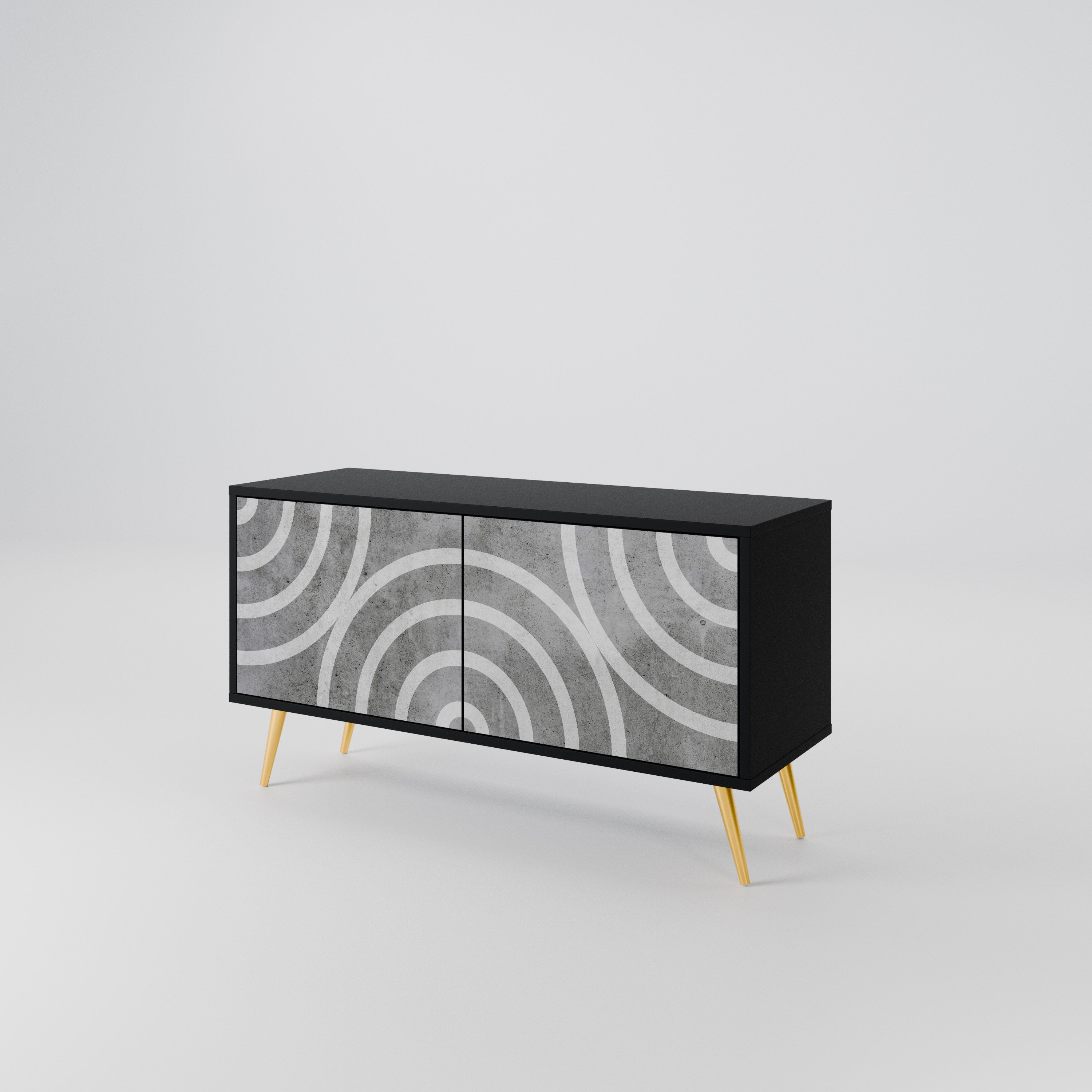 CIRCLE CONCRETE Compact 2-Door TV Cabinet