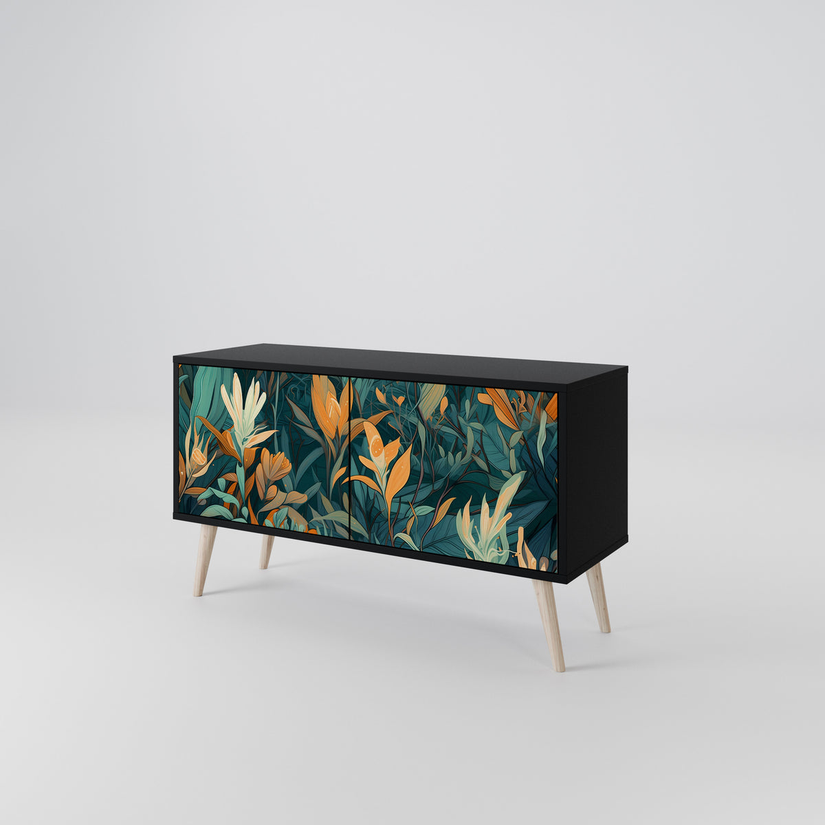 FLORAL SERENITY Kompakt TV-bänk med 2 dörrar