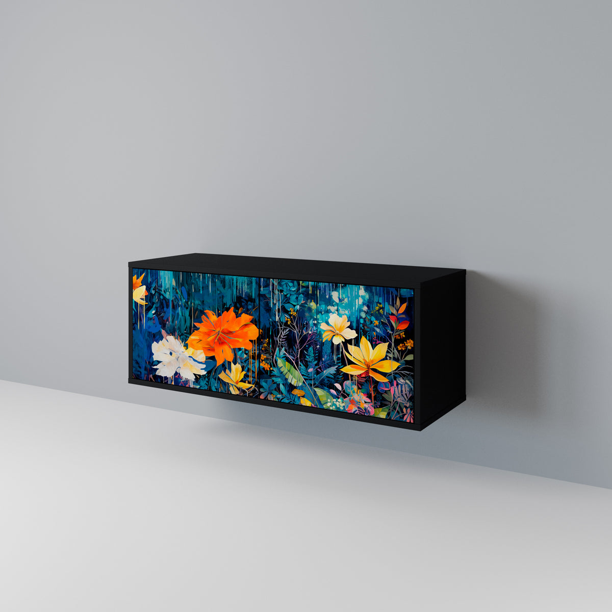 MIDNIGHT BLOSSOM Kompakt TV-bänk med 2 dörrar