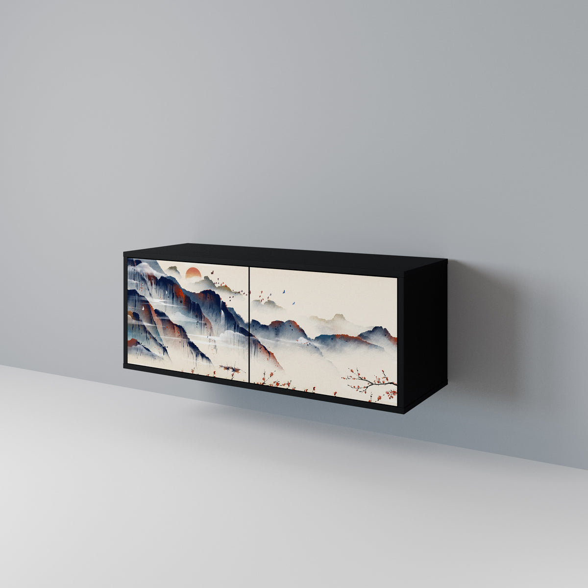 JAPANESE LANDSCAPE Kompakt TV-bänk med 2 dörrar