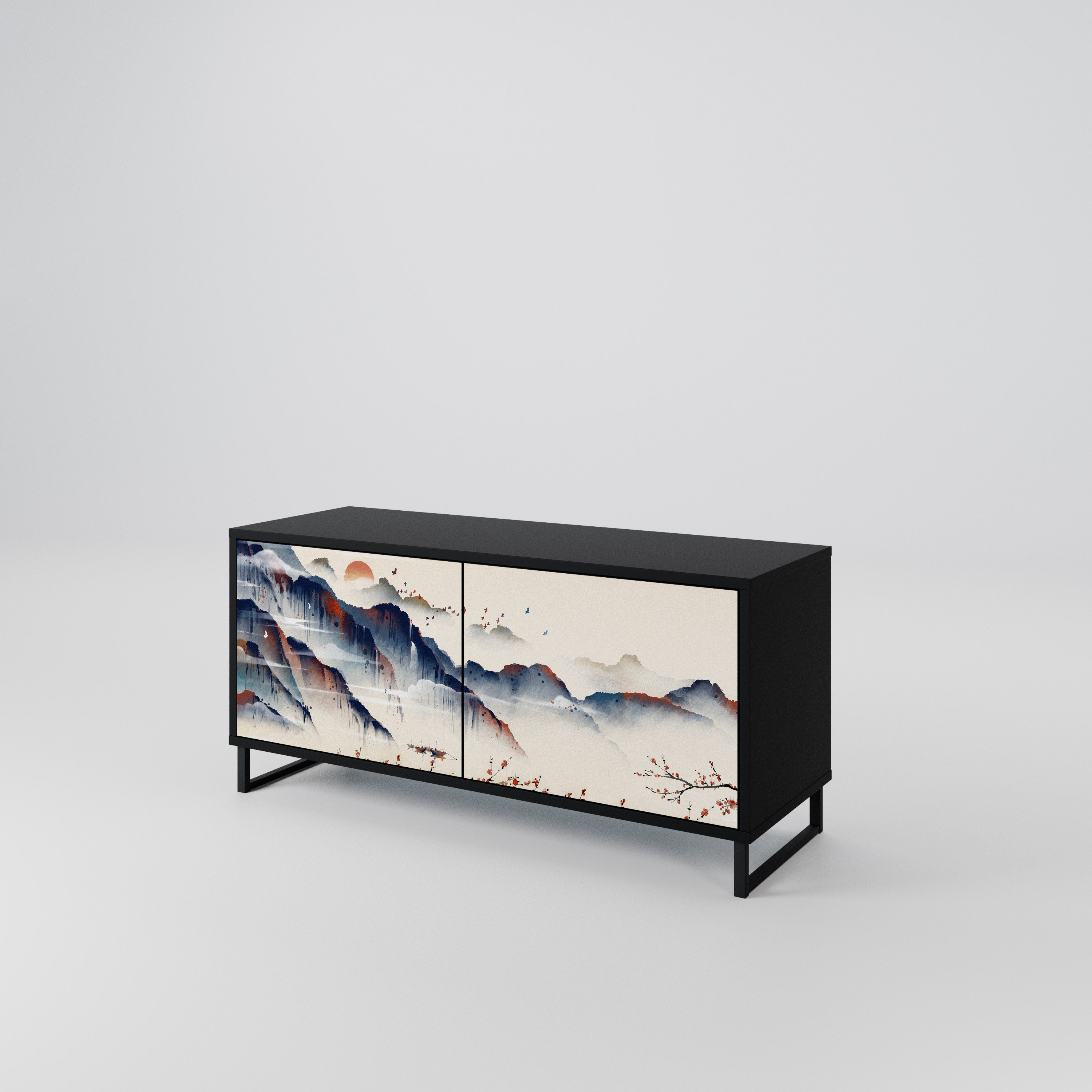 JAPANESE LANDSCAPE Compact 2-Door TV Cabinet