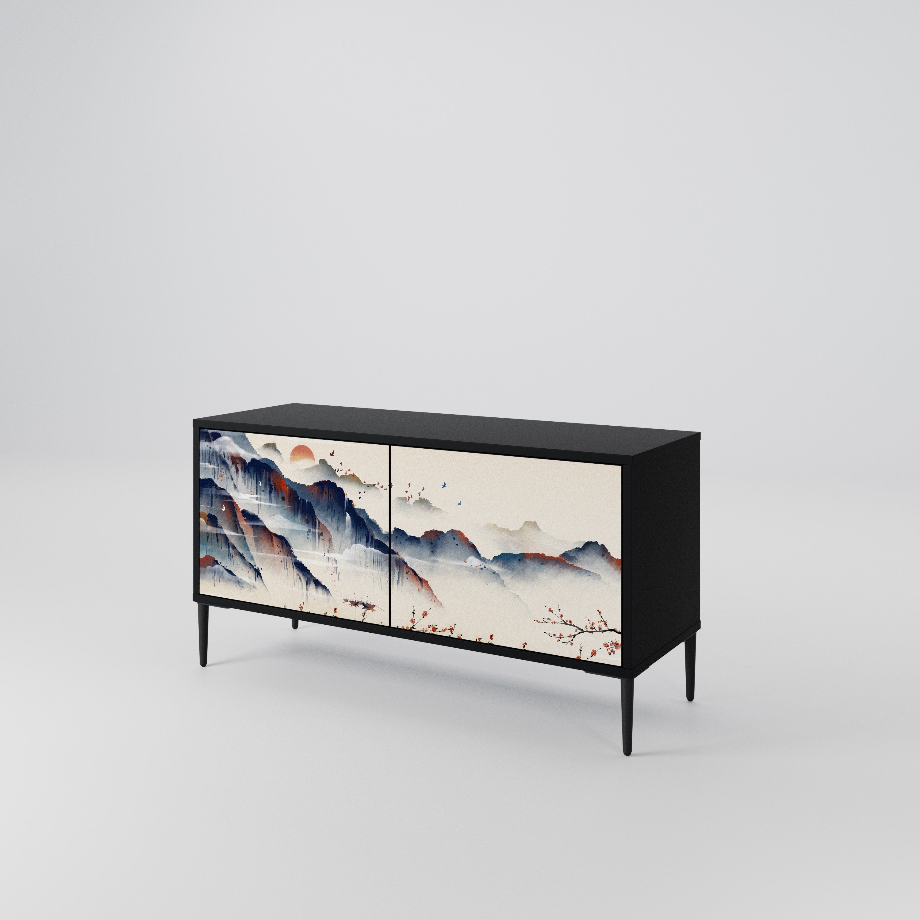 JAPANESE LANDSCAPE Compact 2-Door TV Cabinet