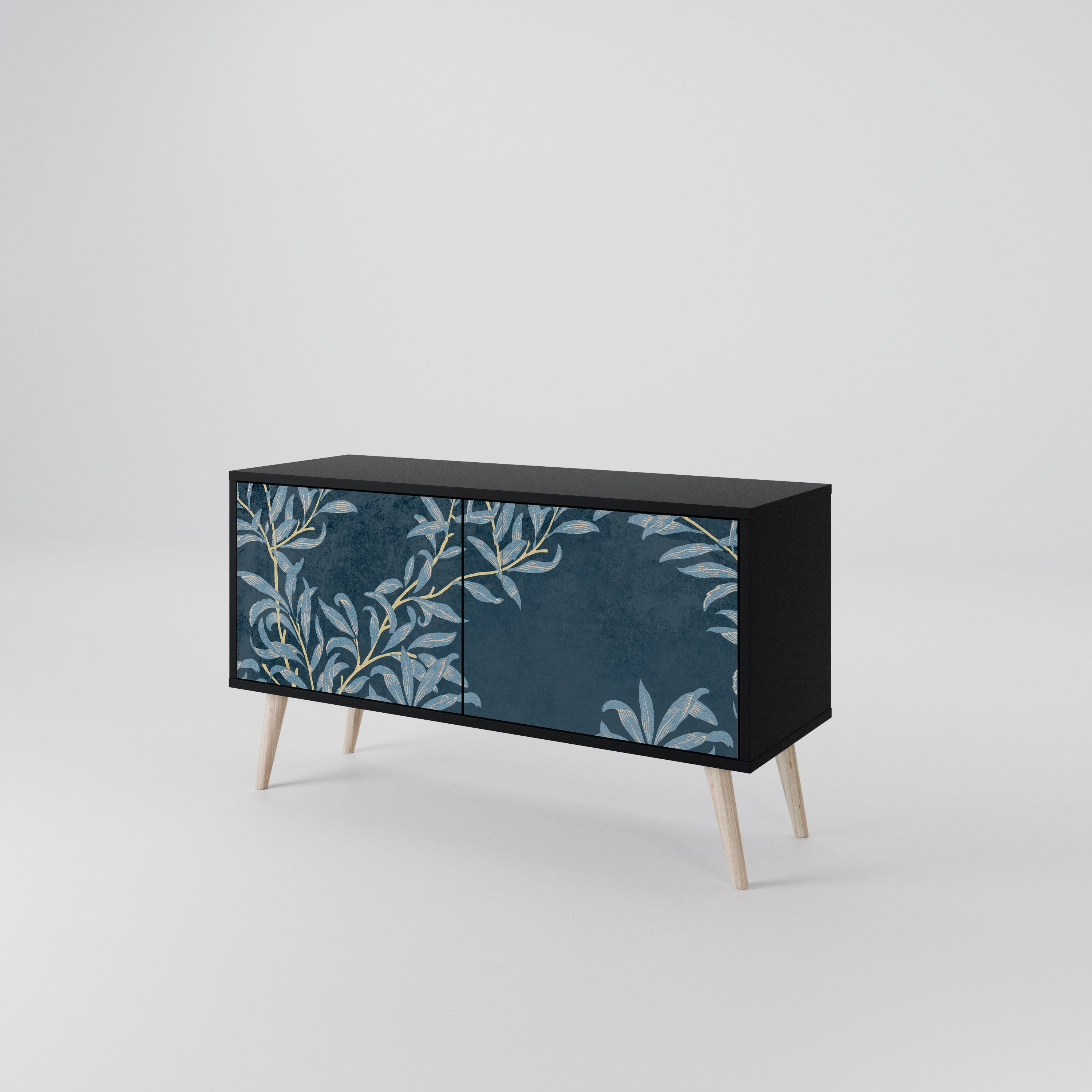BLUE LEAVES Compact 2-Door TV Cabinet