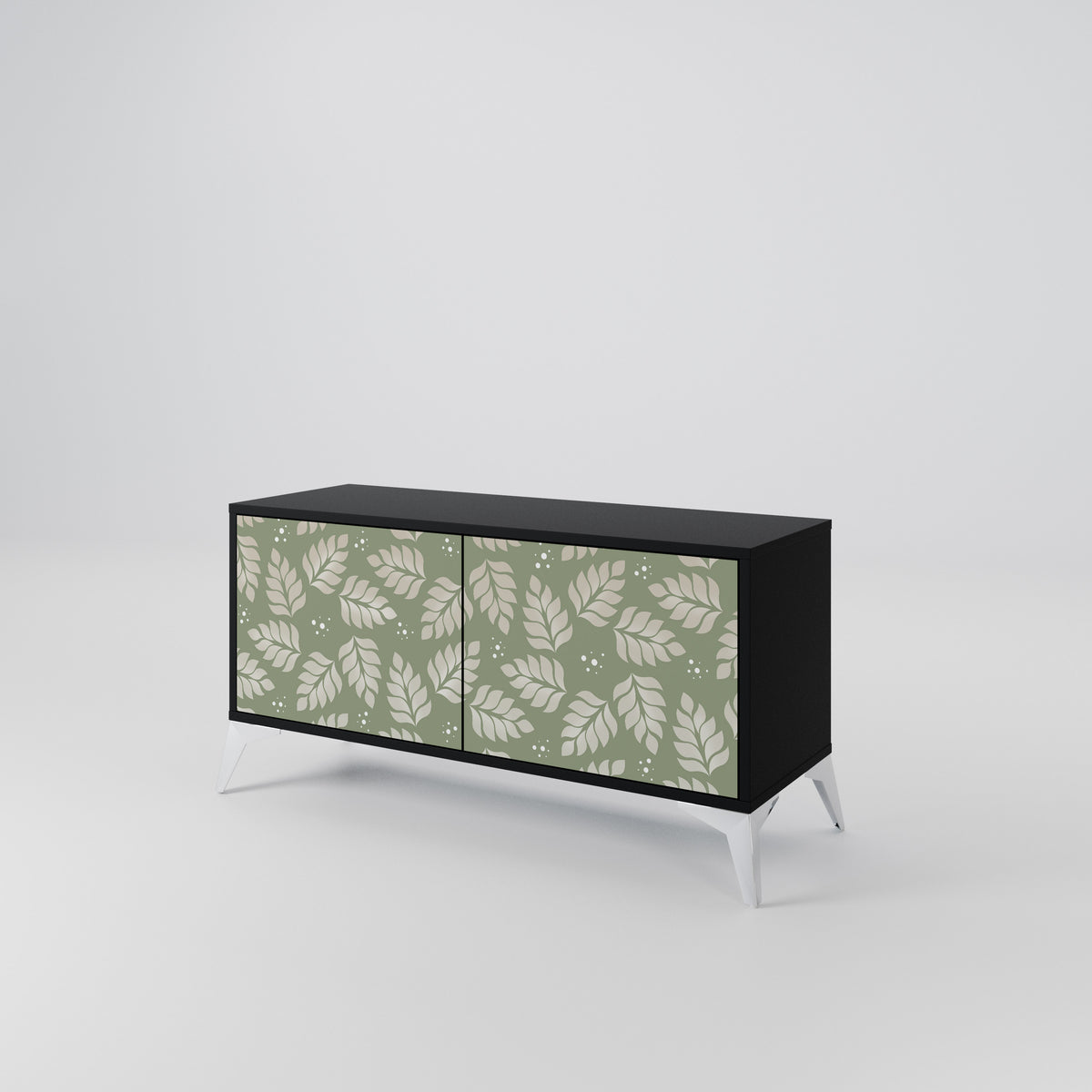 LEAVES ON GREEN Kompakt TV-bänk med 2 dörrar