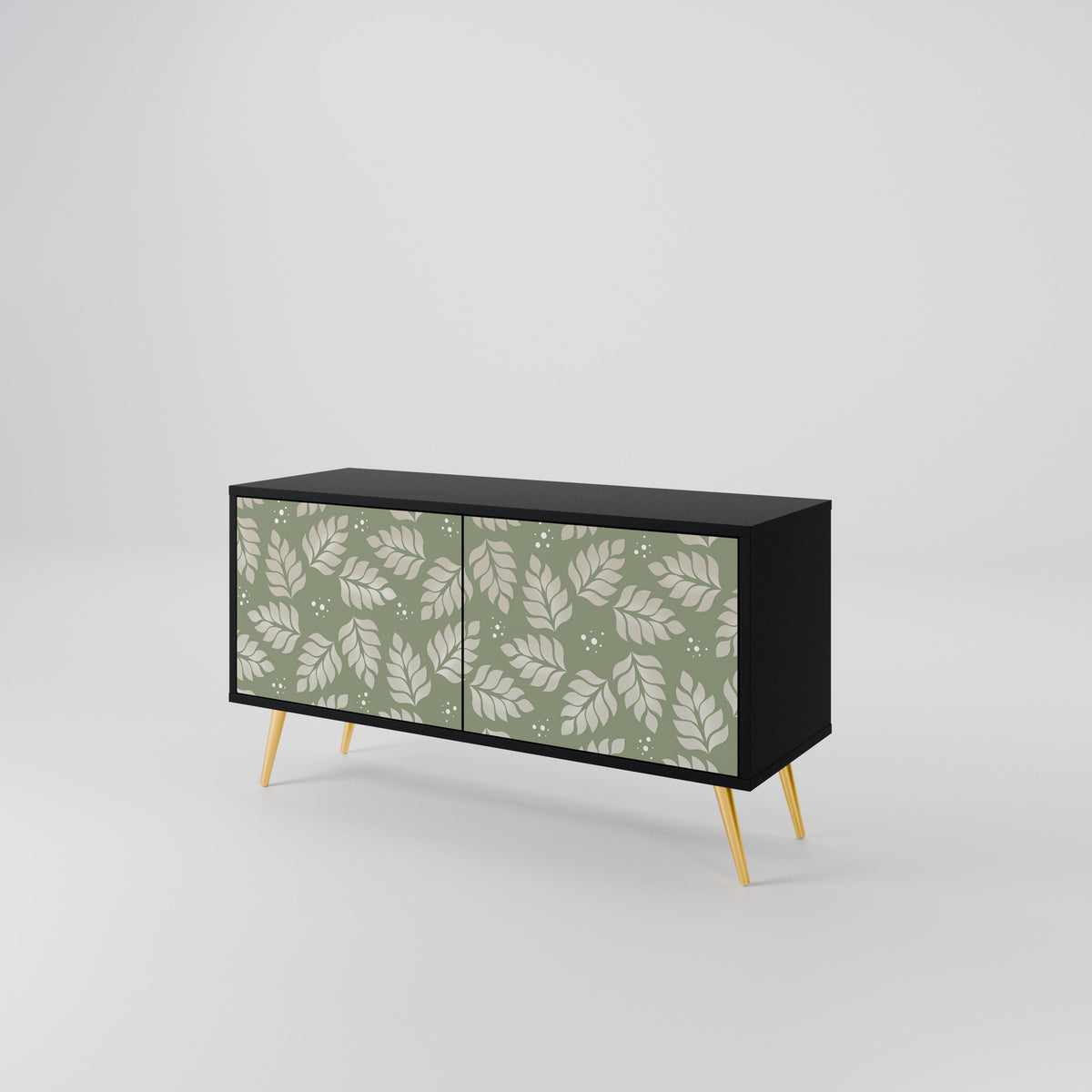 LEAVES ON GREEN Kompakt TV-bänk med 2 dörrar