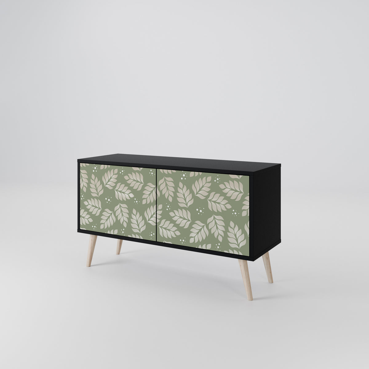 LEAVES ON GREEN Kompakt TV-bänk med 2 dörrar