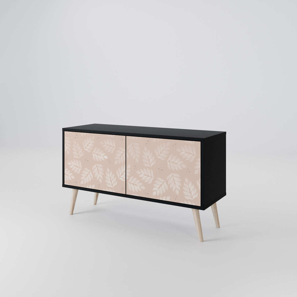 LEAVES ON BEIGE Kompakt TV-bänk med 2 dörrar