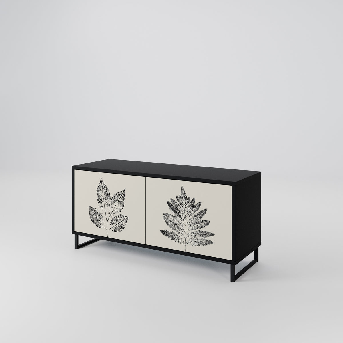 LEAFY STAMPS Kompakt TV-bänk med 2 dörrar