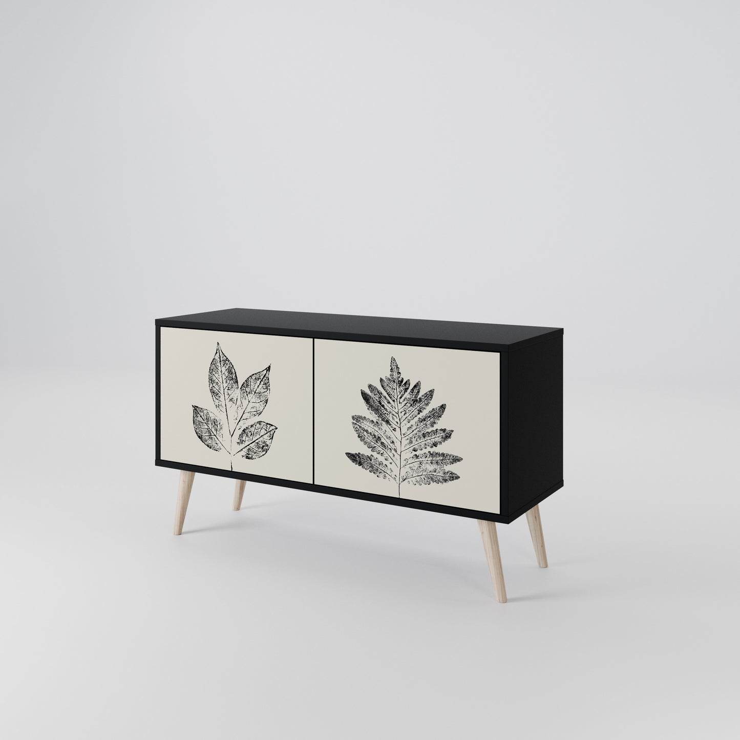 LEAFY STAMPS Kompakt TV-bänk med 2 dörrar