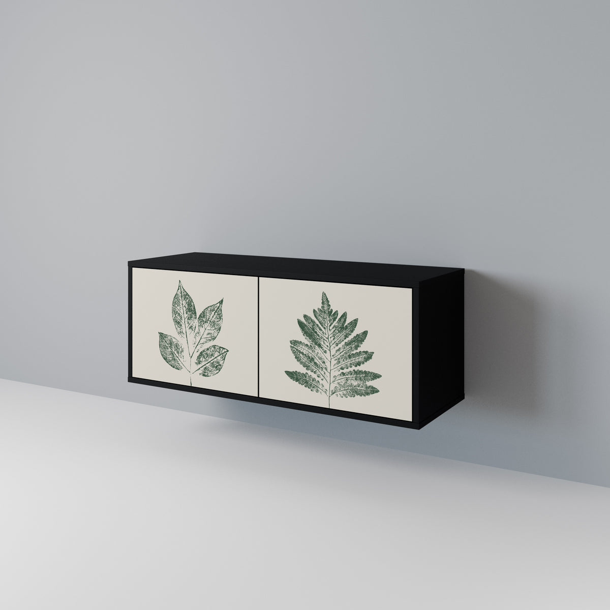 GREEN LEAFY STAMPS Kompakt TV-bänk med 2 dörrar
