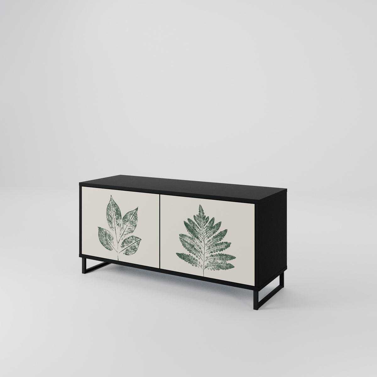 GREEN LEAFY STAMPS Kompakt TV-bänk med 2 dörrar