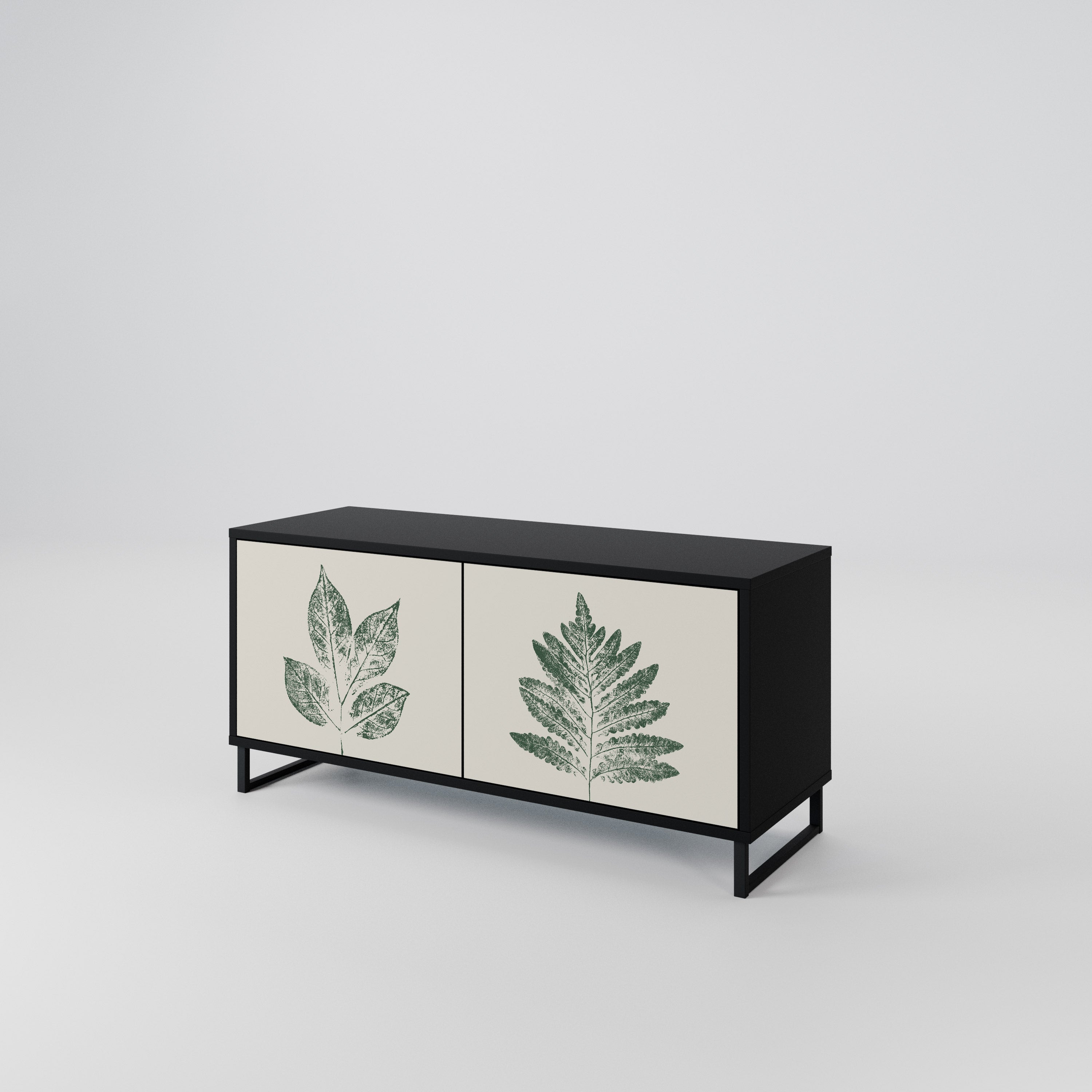 GREEN LEAFY STAMPS Compact 2-Door TV Cabinet