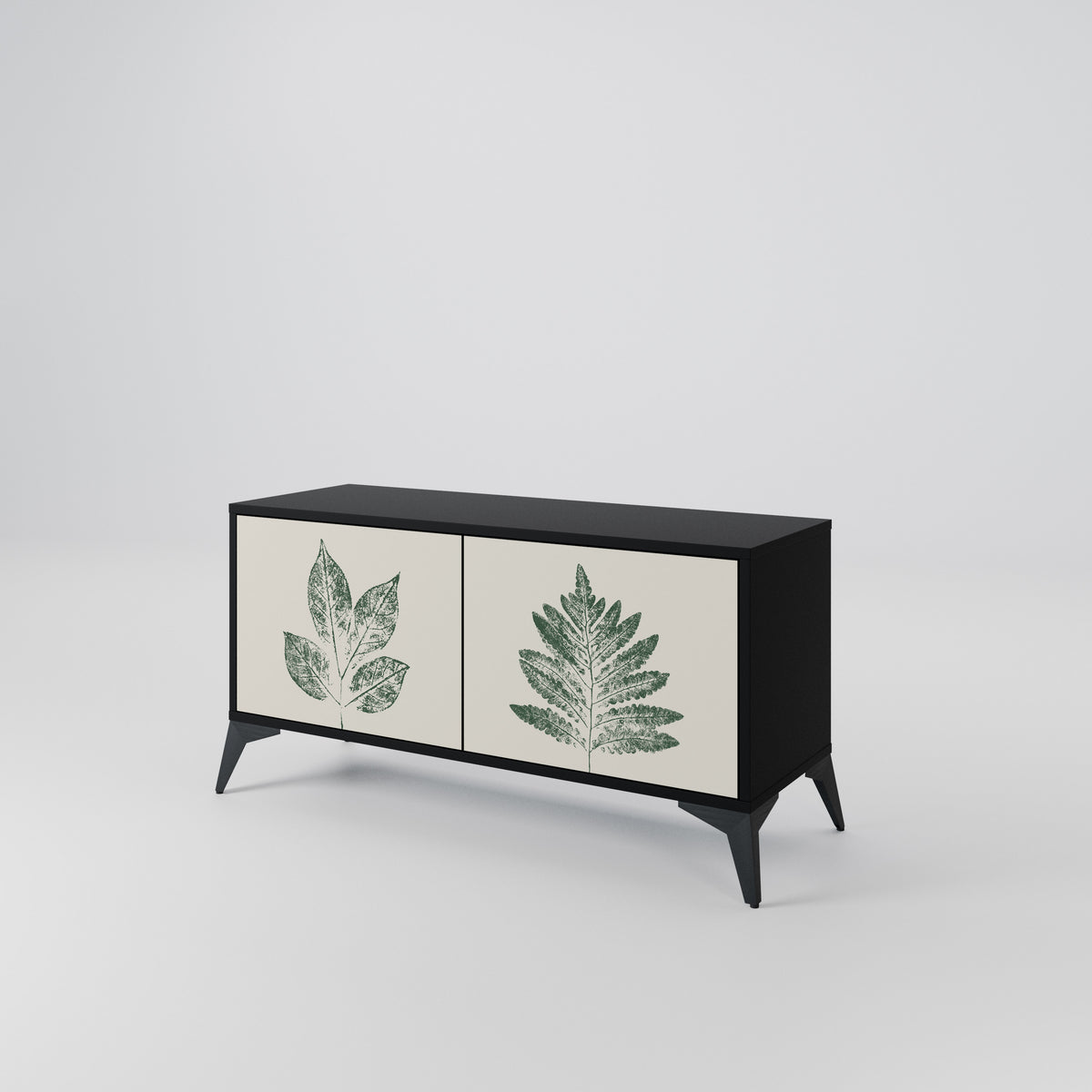 GREEN LEAFY STAMPS Kompakt TV-bänk med 2 dörrar