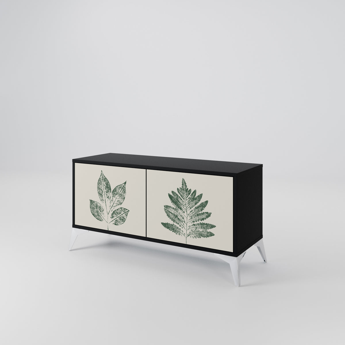 GREEN LEAFY STAMPS Kompakt TV-bänk med 2 dörrar