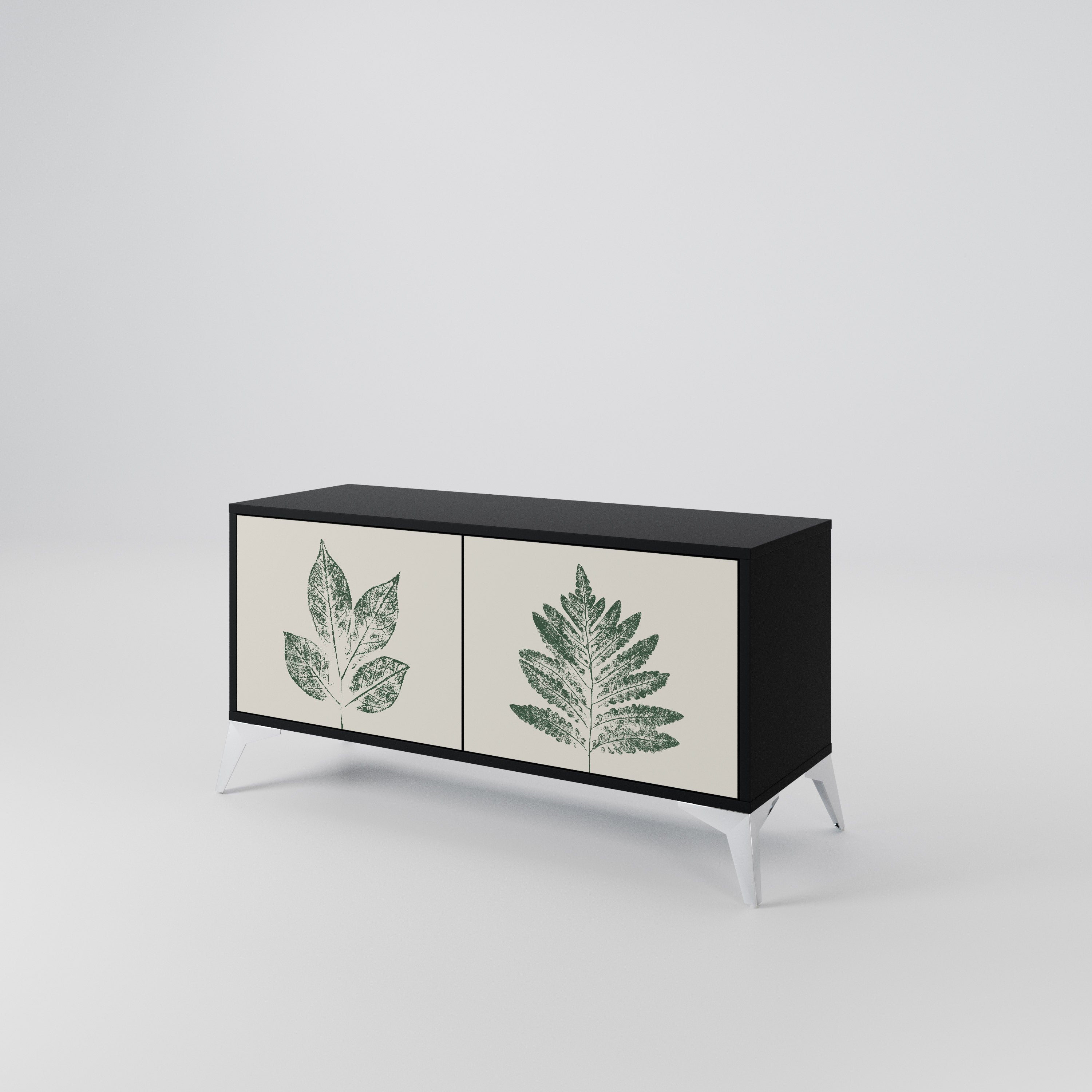 GREEN LEAFY STAMPS Compact 2-Door TV Cabinet