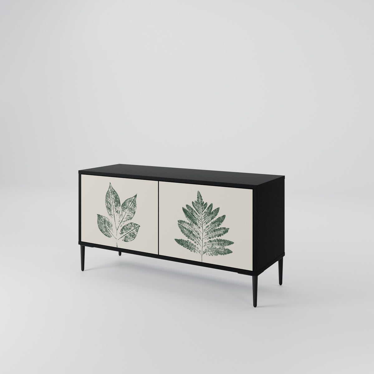 GREEN LEAFY STAMPS Kompakt TV-bänk med 2 dörrar