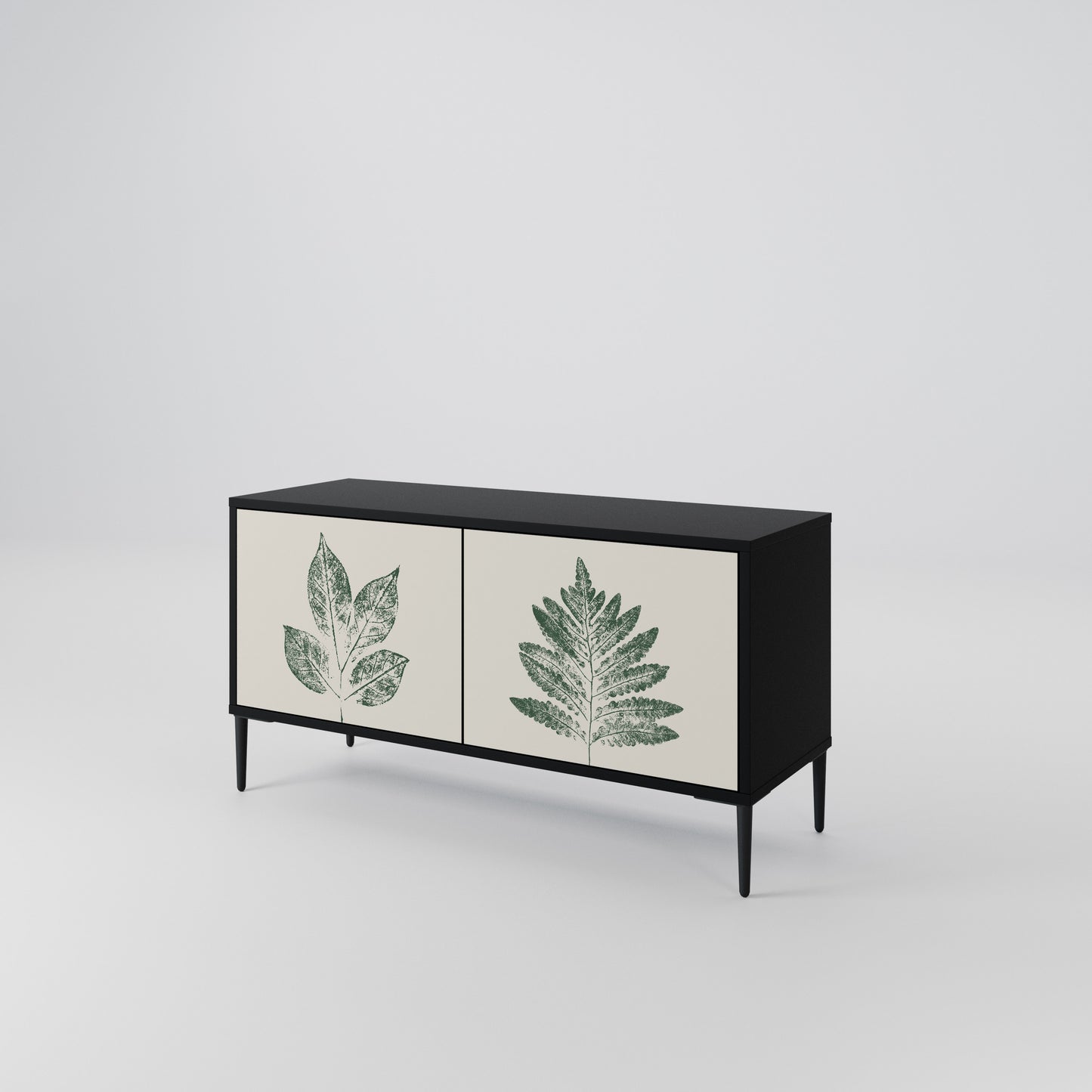 GREEN LEAFY STAMPS Kompakt TV-bänk med 2 dörrar