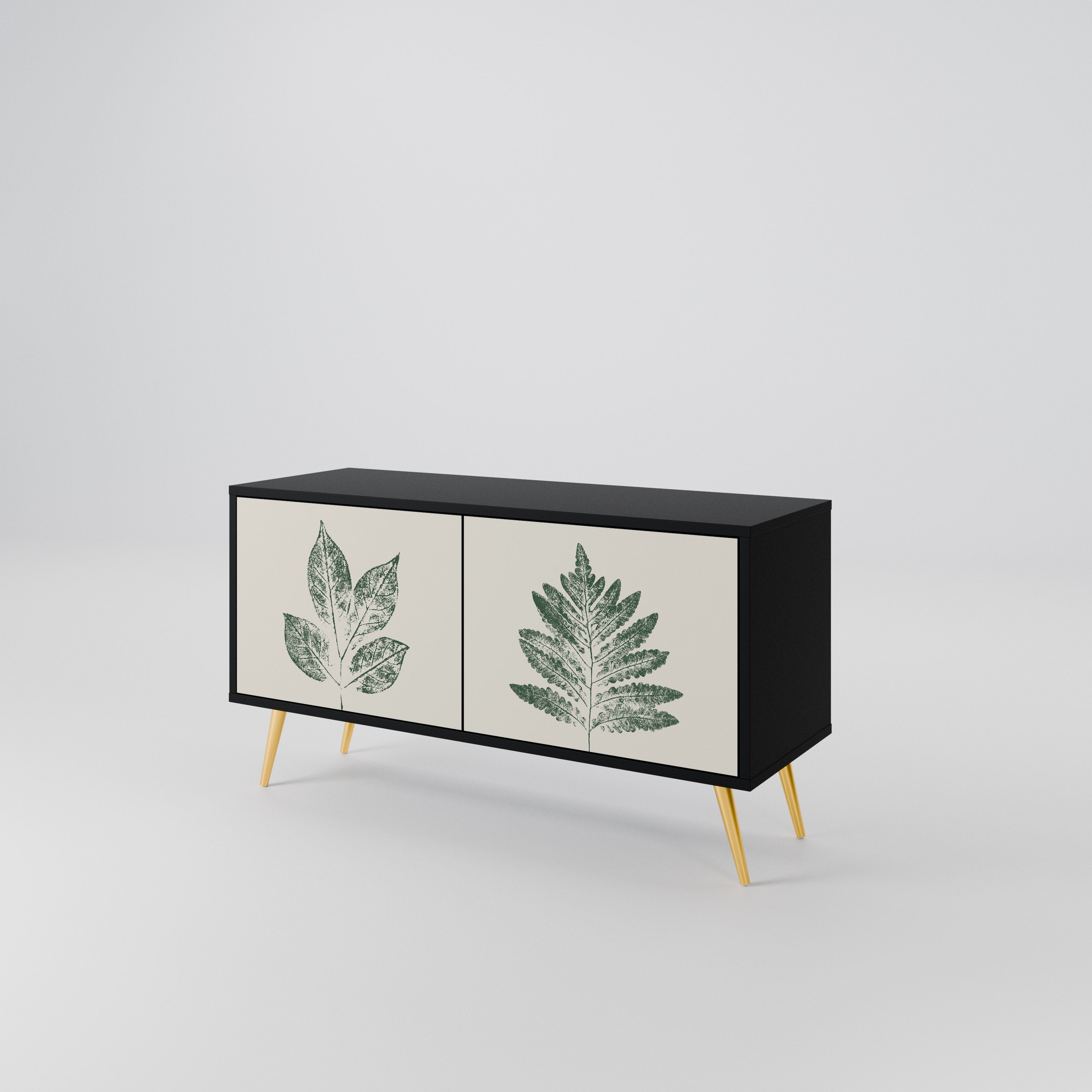 GREEN LEAFY STAMPS Compact 2-Door TV Cabinet