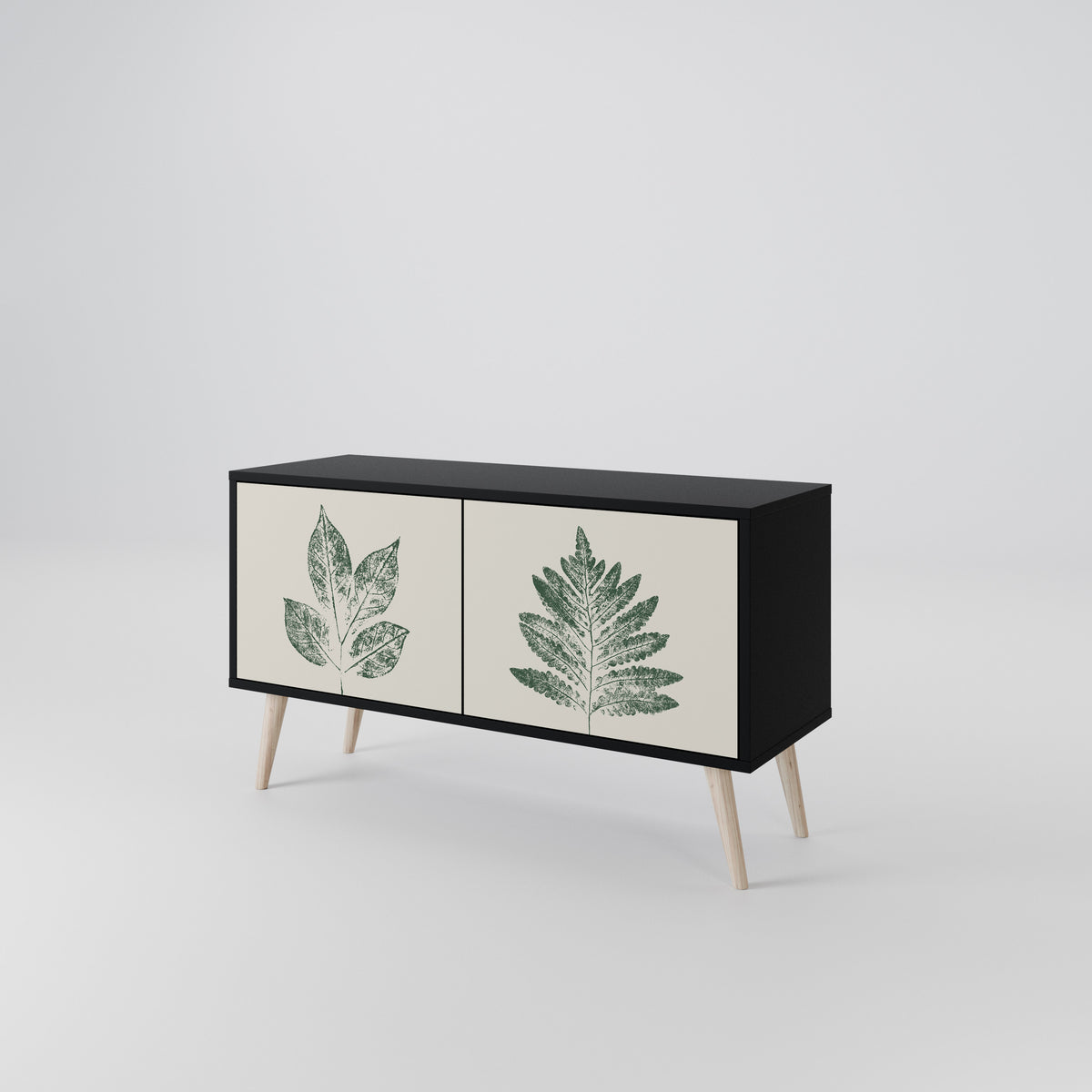 GREEN LEAFY STAMPS Kompakt TV-bänk med 2 dörrar