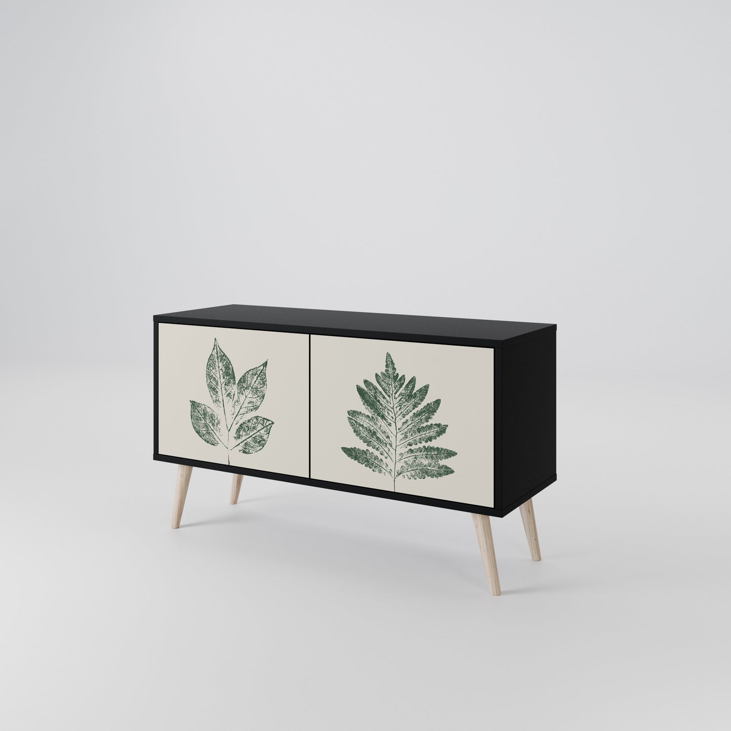 GREEN LEAFY STAMPS Kompakt TV-bänk med 2 dörrar