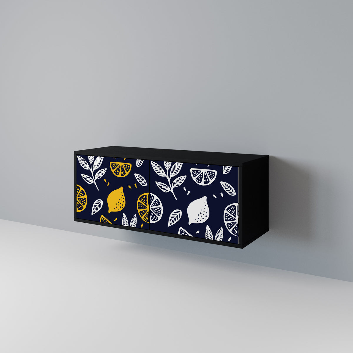 CITRUS BLACK AND WHITE Kompakt TV-bänk med 2 dörrar