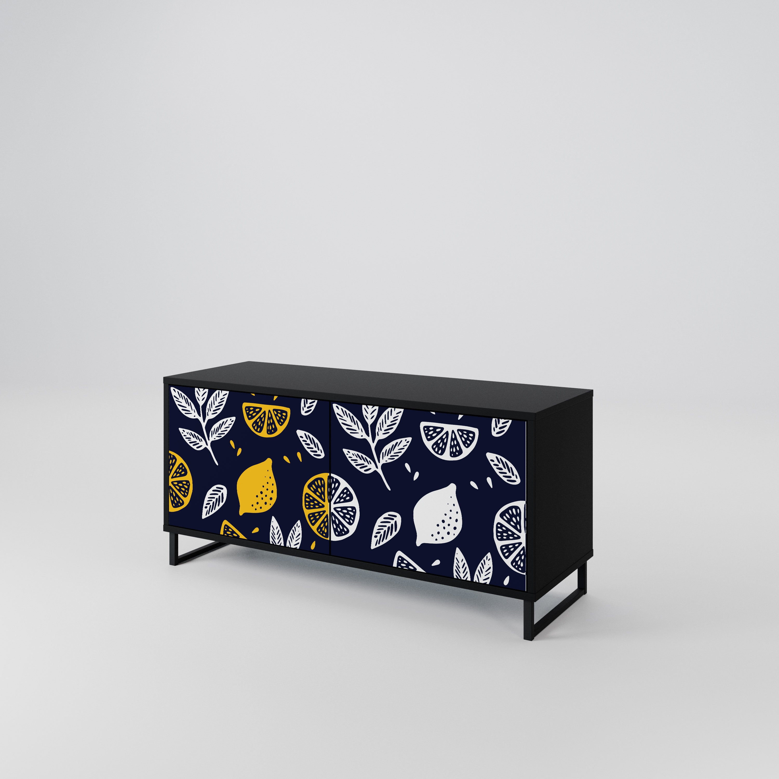 CITRUS BLACK AND WHITE Compact 2-Door TV Cabinet