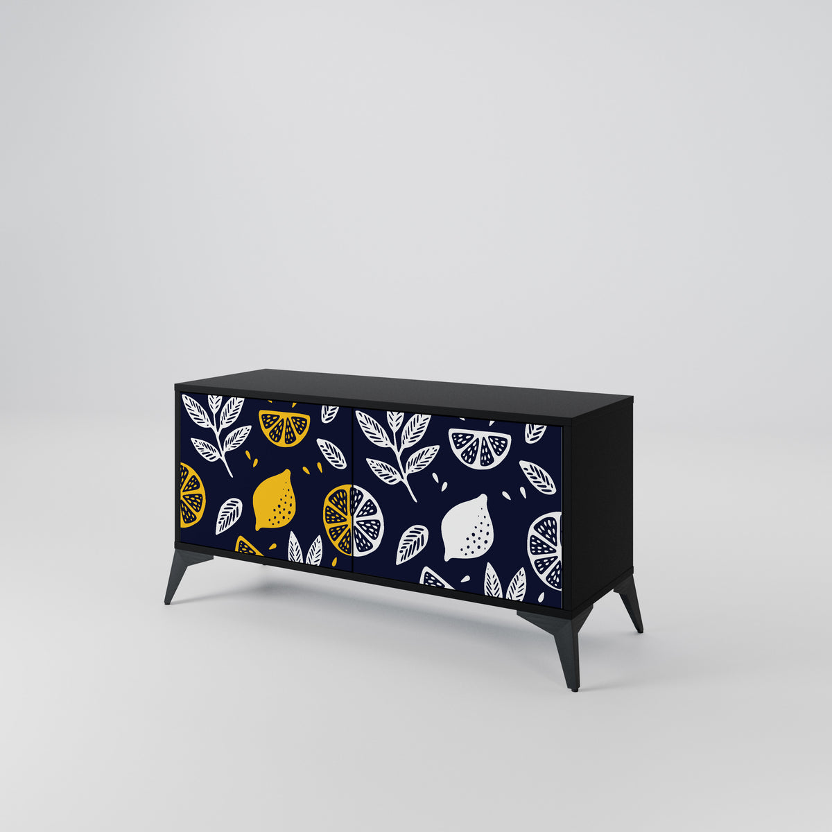 CITRUS BLACK AND WHITE Kompakt TV-bänk med 2 dörrar