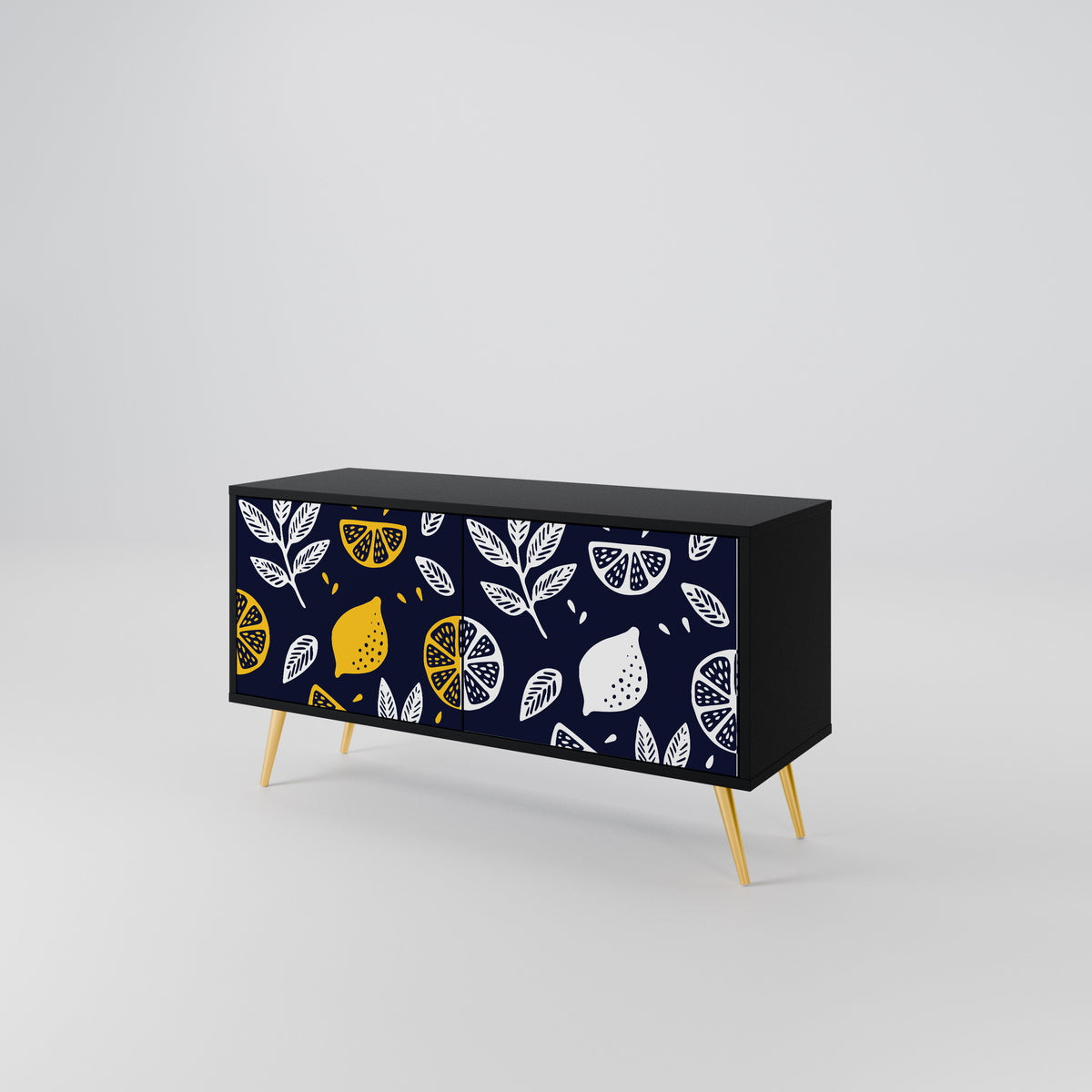 CITRUS BLACK AND WHITE Kompakt TV-bänk med 2 dörrar