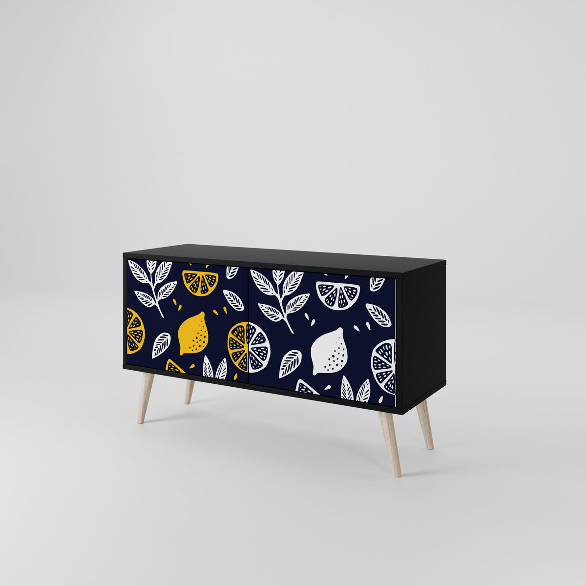 CITRUS BLACK AND WHITE Kompakt TV-bänk med 2 dörrar