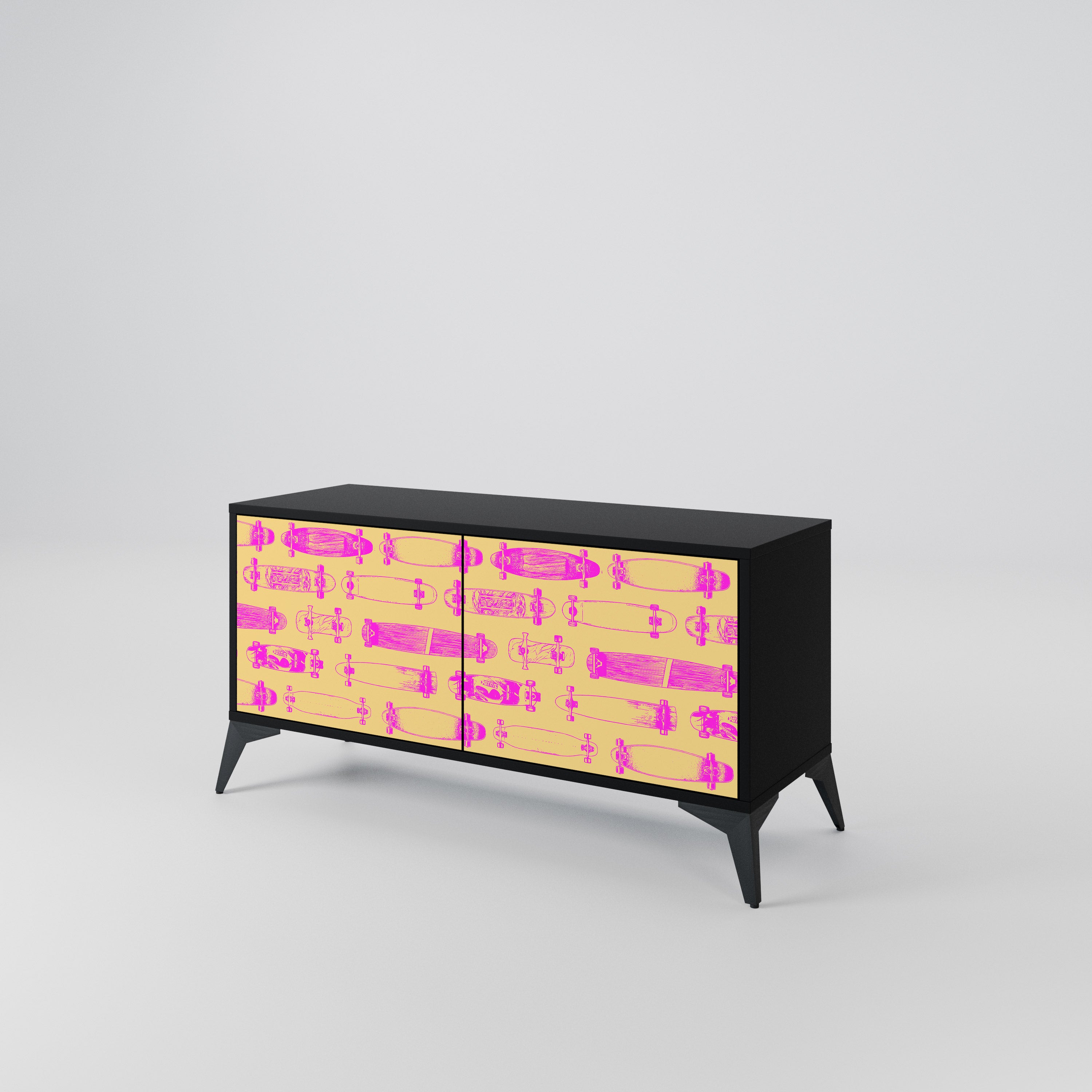 SKATEBOARD ARTISTRY Compact 2-Door TV Cabinet