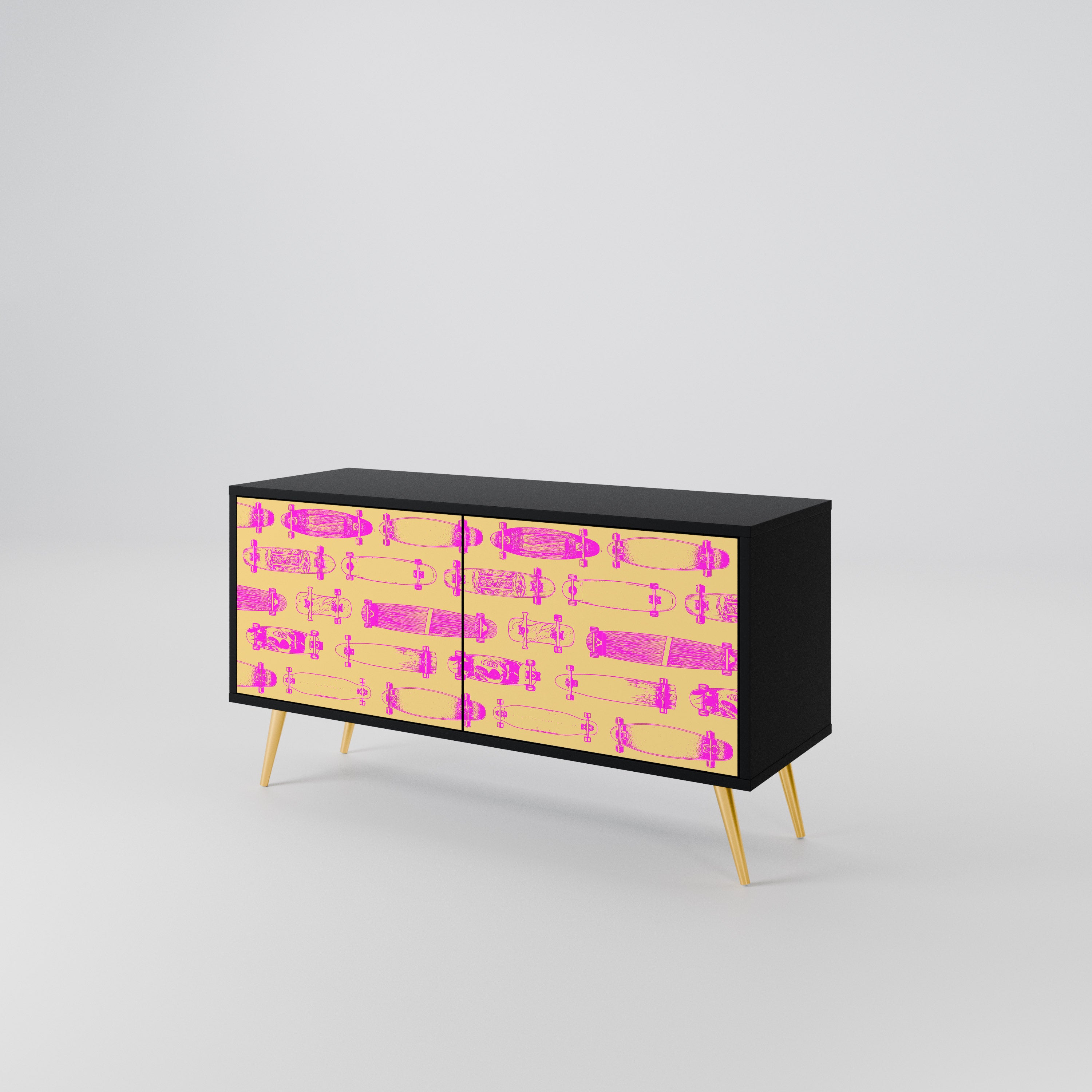 SKATEBOARD ARTISTRY Compact 2-Door TV Cabinet
