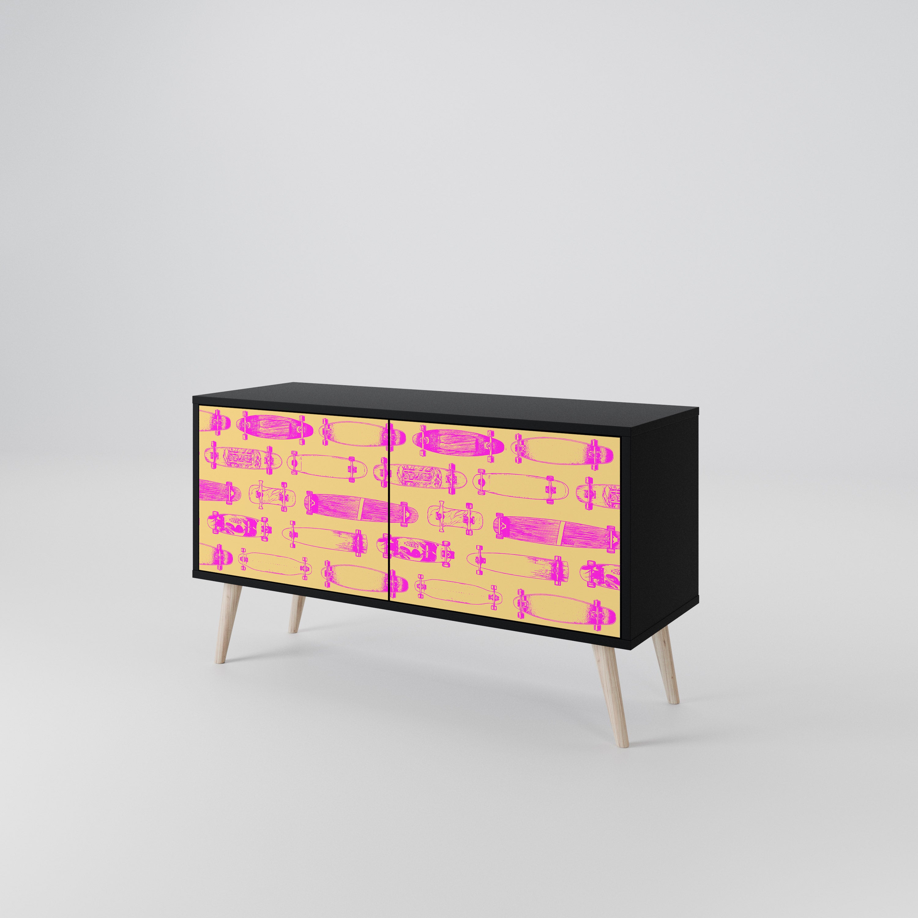 SKATEBOARD ARTISTRY Compact 2-Door TV Cabinet