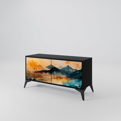 OMINOUS MOUNTAINS Kompakt TV-bänk med 2 dörrar