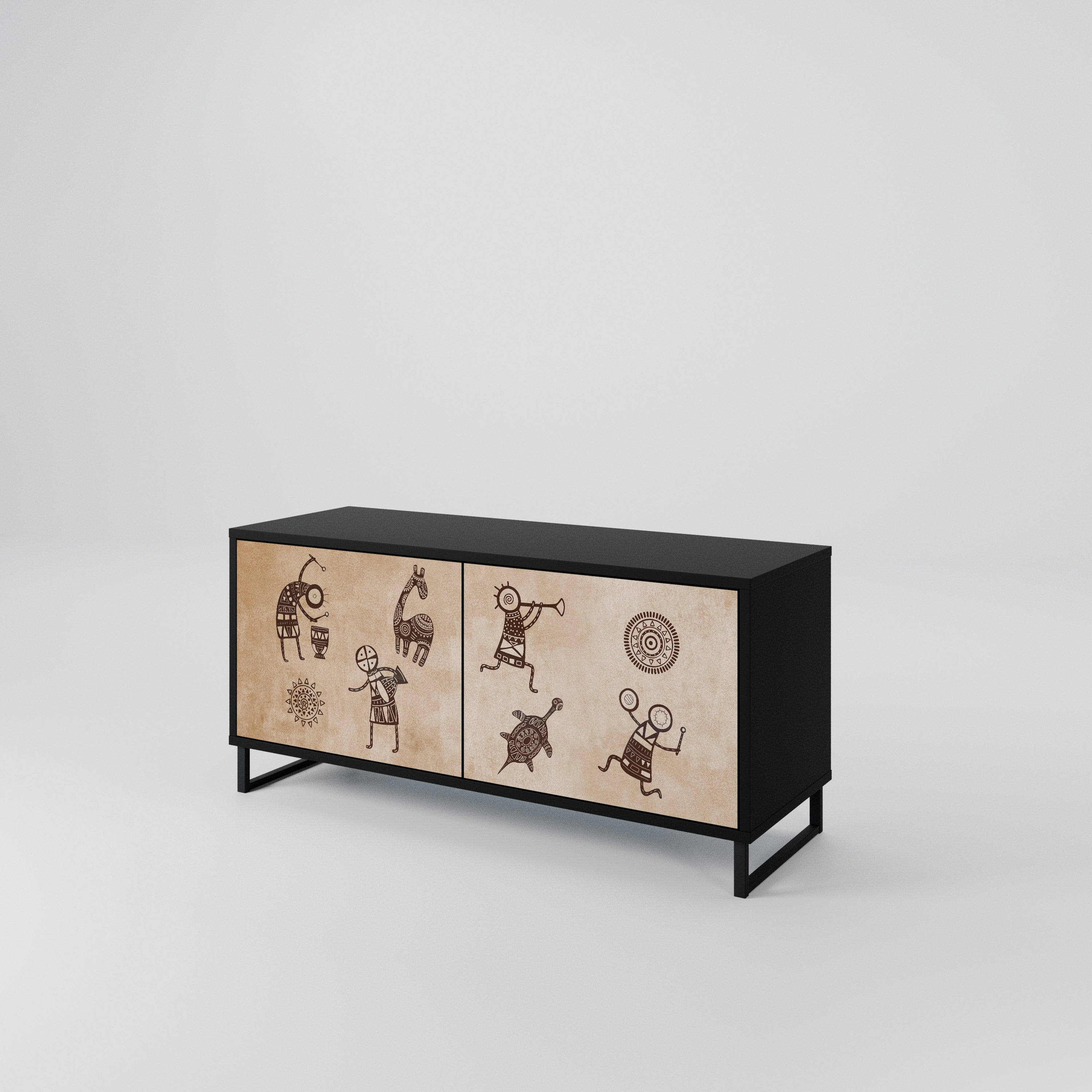 AFRICAN STYLE Compact 2-Door TV Cabinet