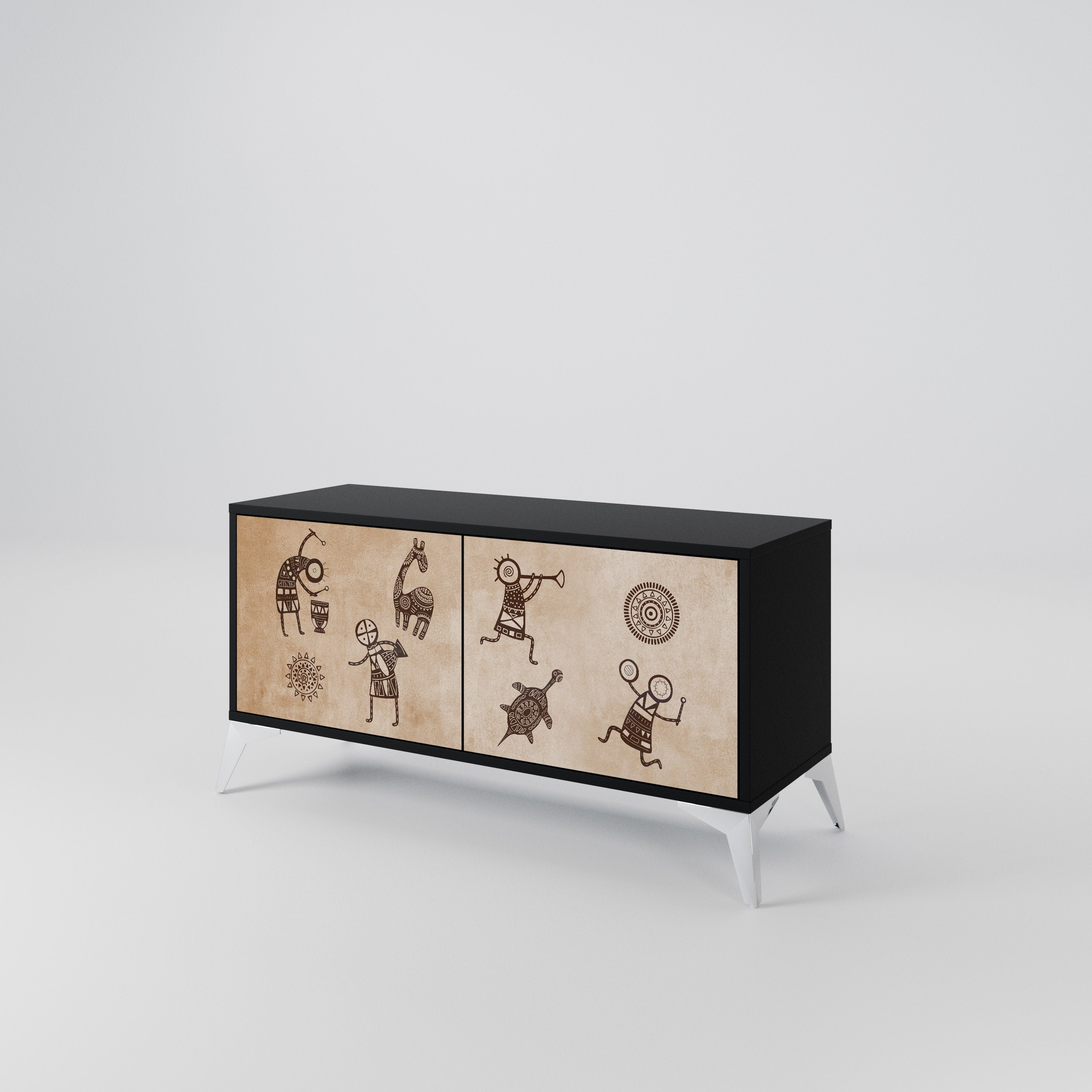 AFRICAN STYLE Compact 2-Door TV Cabinet